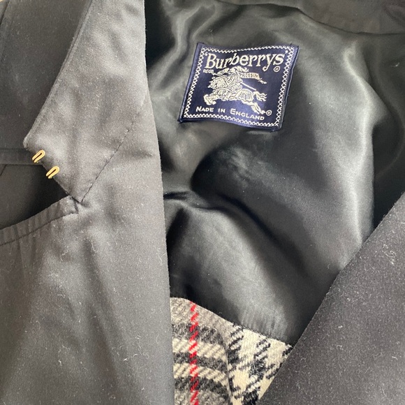 Burberrys Vintage Black 100% Wool Lined Trench Coat - Picture 3 of 15